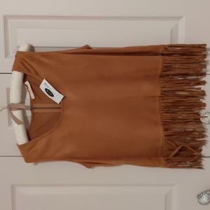 Faux Suede top with Fringe